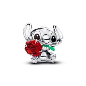 794378C01 Disney Stitch Rose Murano Glass Charm
