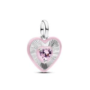 794409C01 Pandora ME Radiating Pink Heart Medallion Charm
