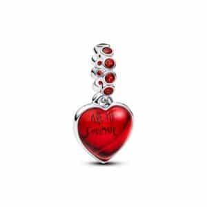 794429C01 Red Murano Glass Heart Double Dangle Charm