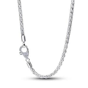 394463C01-45 Pavé Clasp Foxtail Chain Charm Necklace