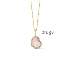 COLLIER  Orage  BB218-45 brass - verguld geel  zirconium Parelmoer   kleurloos wit