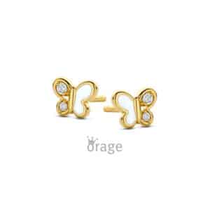 OORBELLEN  Orage Kids  K3109 zilver 925 rhod - verguld geel  zirconium emaille   kleurloos wit