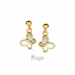 OORBELLEN  Orage Kids  K3110 zilver 925 rhod - verguld geel  zirconium emaille   kleurloos wit