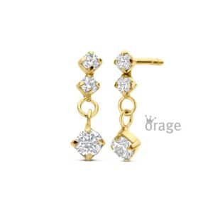 OORBELLEN  Orage Kids  K3127 brass - verguld geel  zirconium    kleurloos