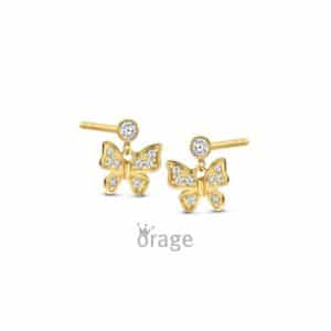 OORBELLEN  Orage  K3148 9 Kt geel goud  zirconium    kleurloos