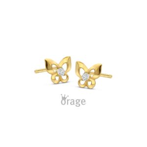 OORBELLEN  Orage  K3136 9 Kt geel goud  zirconium    kleurloos