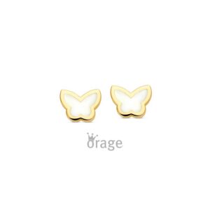 OORBELLEN  Orage  K3140 9 Kt geel goud  emaille    wit