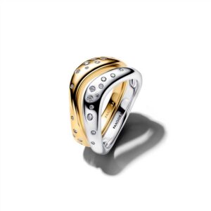 164674C01-56 Organically Shaped Two-Tone Stacking Rings
