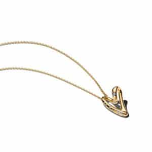 364669C01-60 Organically Shaped Stone-Set Heart Pendant Necklace