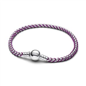 593816C03-18 Purple Cord Box Chain Bracelet