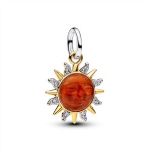764703C01 Swirling Sun Two-Tone Dangle Charm