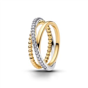164826C01 Crossover Beads & Pavé Triple Band Ring