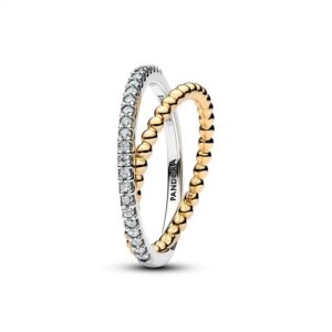 164827C01 Crossover Beads & Pavé Double Band Ring
