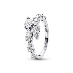 193004C01 Sparkling Overlapping Band Ring