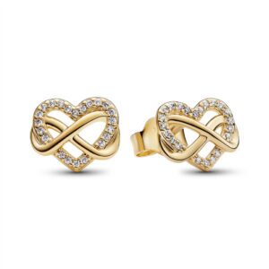 262667C01 Sparkling Infinity Heart Stud Earrings