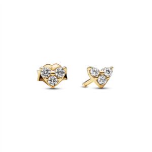 263003C01 Triple Stone Heart Stud Earrings