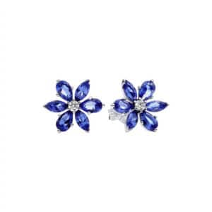 292407C01 Sparkling Blue Herbarium Cluster Stud Earrings