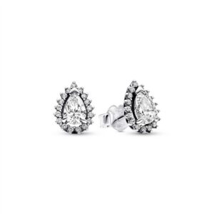 292834C01 Sparkling Pear Halo Stud Earrings