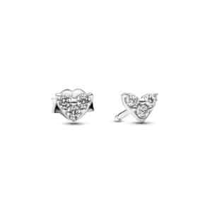 293003C01 Triple Stone Heart Stud Earrings