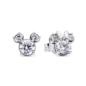 293219C01 Disney Mickey Mouse & Minnie Mouse Sparkling Stud Earrings