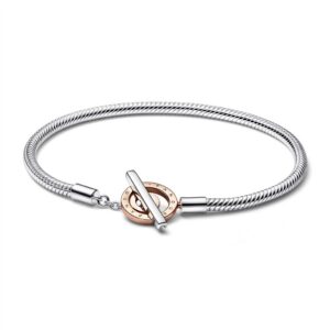582309C00 Two-tone Logo T-Bar Snake Chain Bracelet