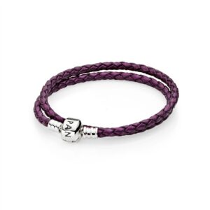 590705CPE Purple Leather Double Bracelet