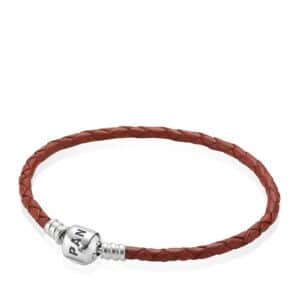590705CRD Red Leather Single Bracelet