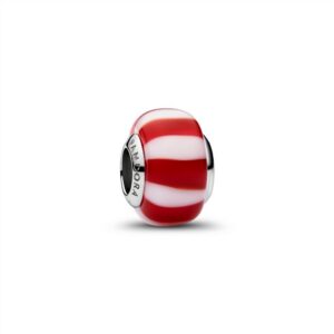 735071C01 Red Peppermint Murano Glass Charm