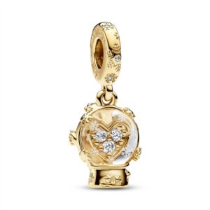762825C01 Heart Snowflake Snow Globe Dangle Charm