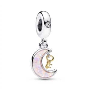 762985C01 Two-tone Key & Moon Dangle Charm
