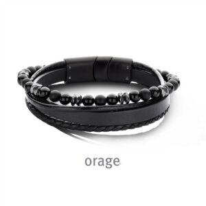 ARMBAND  Orage  BC101-21 edelstaal  onyx hermatite   zwart