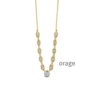 COLLIER  Orage  BC057-45 brass - verguld geel  zirconium    kleurloos