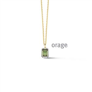 COLLIER  Orage  BC033-45 brass - verguld geel  zirconium    groen