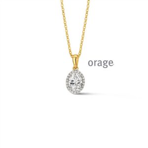 COLLIER  Orage  BC060-45 brass - verguld geel  zirconium    kleurloos