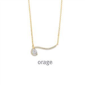 COLLIER  Orage  BC046-45 brass - verguld geel  zirconium    kleurloos